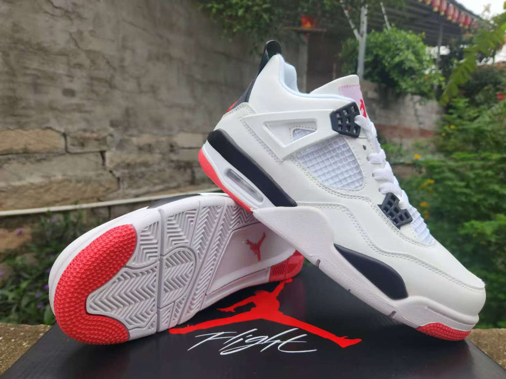 Air Jordan 4 Retro White-Red Sneakers | Scarlet Margin