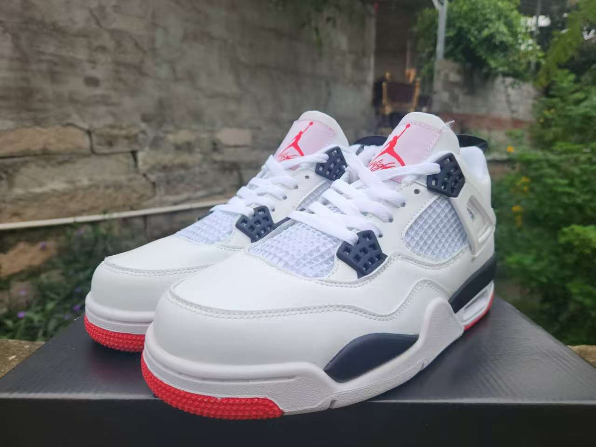 Air Jordan 4 Retro White-Red Sneakers | Scarlet Margin